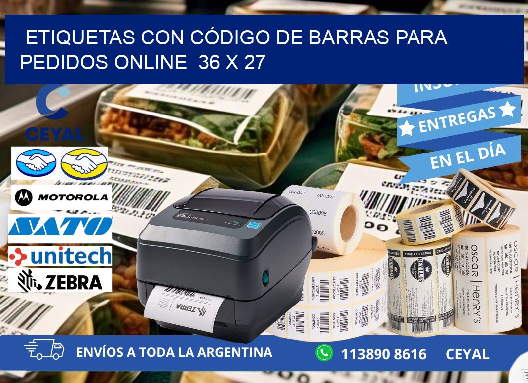 ETIQUETAS CON CÓDIGO DE BARRAS PARA PEDIDOS ONLINE  36 x 27