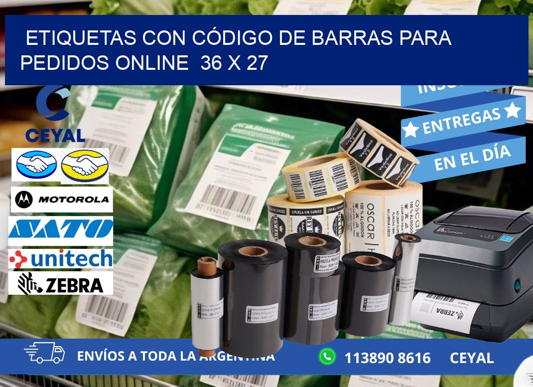 ETIQUETAS CON CÓDIGO DE BARRAS PARA PEDIDOS ONLINE  36 x 27