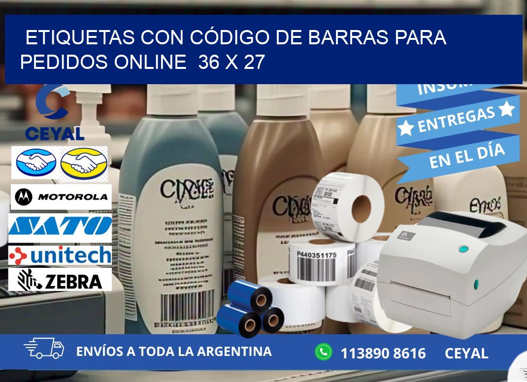 ETIQUETAS CON CÓDIGO DE BARRAS PARA PEDIDOS ONLINE  36 x 27