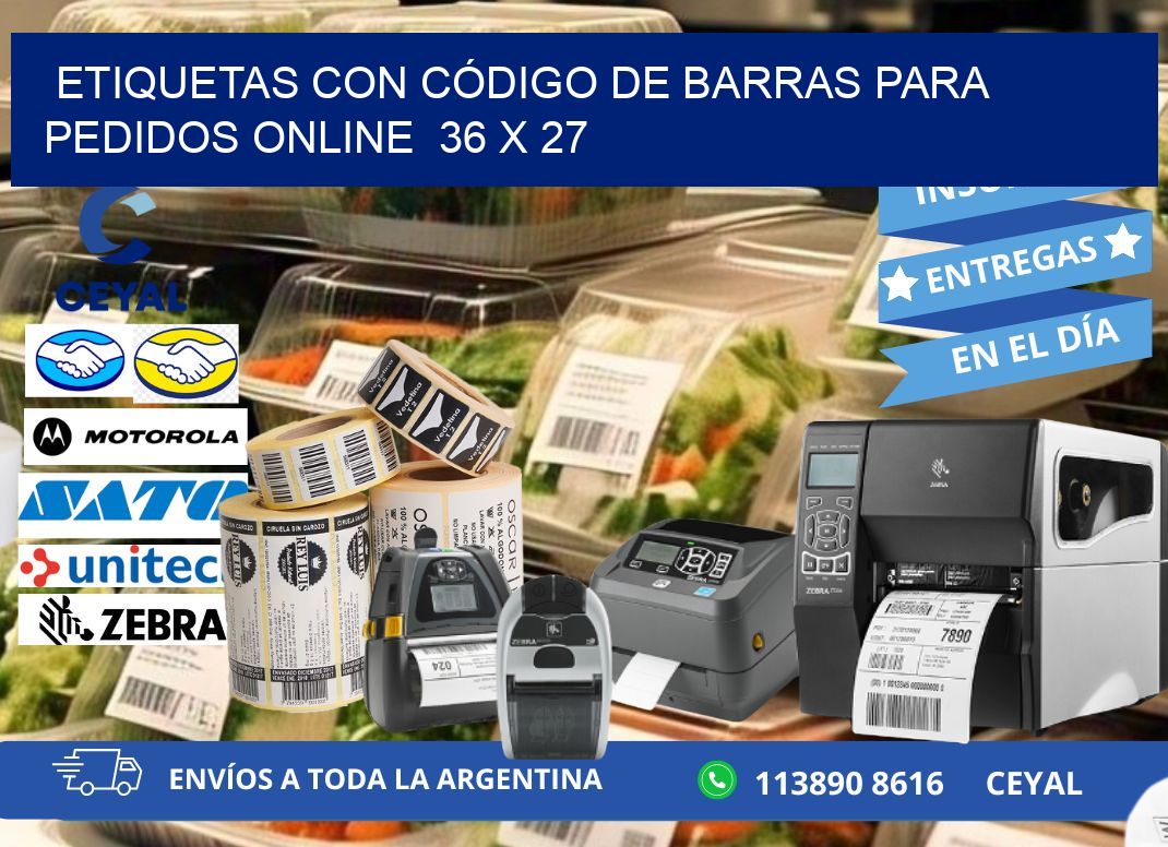 ETIQUETAS CON CÓDIGO DE BARRAS PARA PEDIDOS ONLINE  36 x 27