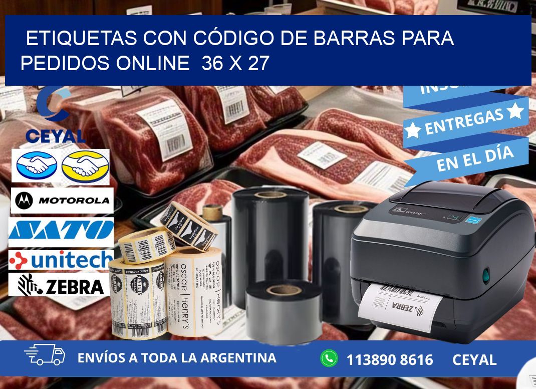 ETIQUETAS CON CÓDIGO DE BARRAS PARA PEDIDOS ONLINE  36 x 27