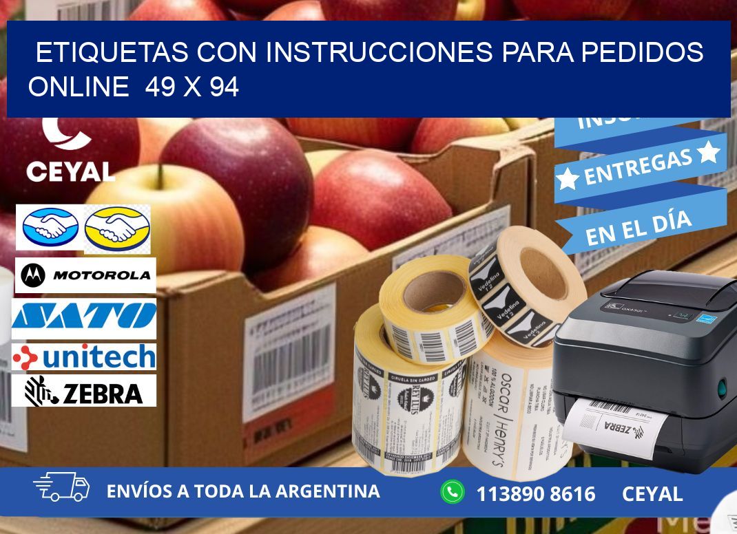 ETIQUETAS CON INSTRUCCIONES PARA PEDIDOS ONLINE  49 x 94