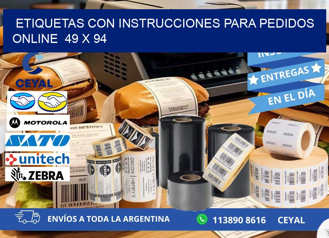 ETIQUETAS CON INSTRUCCIONES PARA PEDIDOS ONLINE  49 x 94