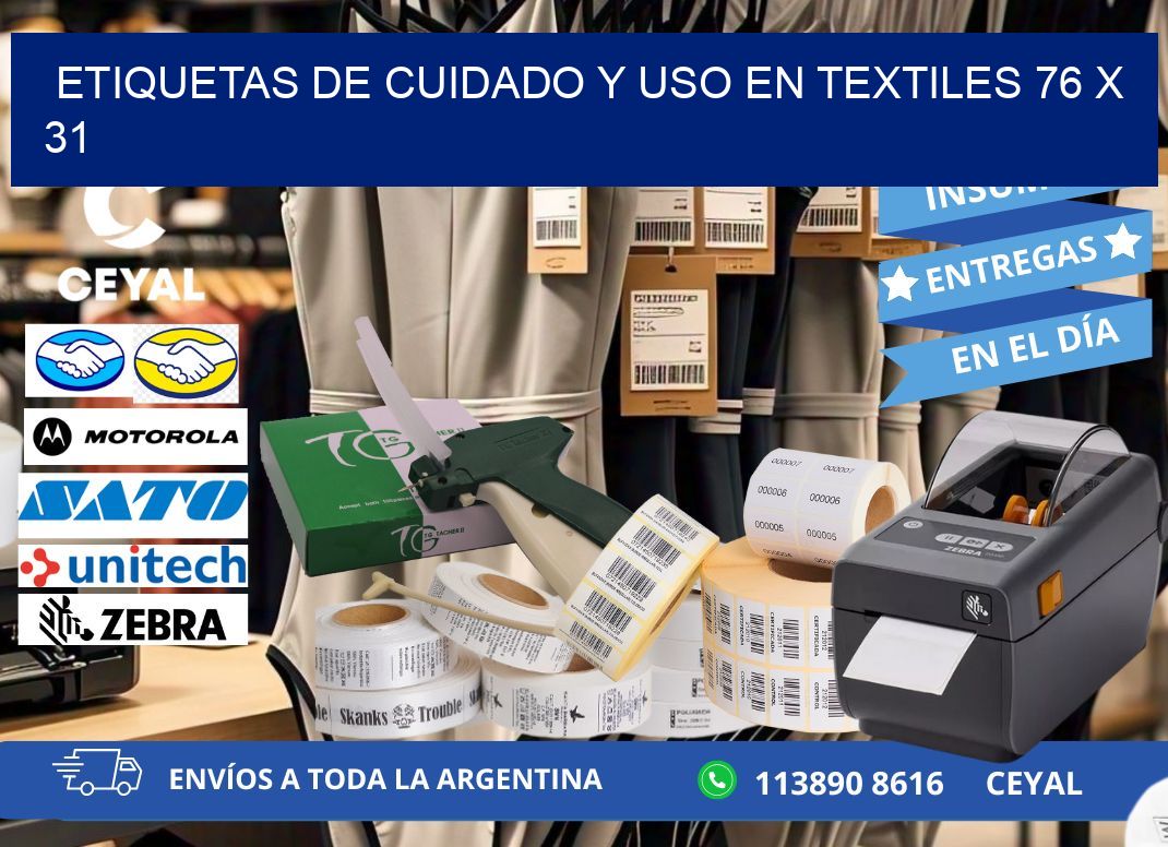 ETIQUETAS DE CUIDADO Y USO EN TEXTILES 76 x 31