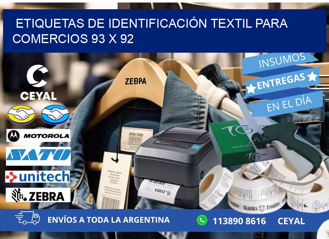 ETIQUETAS DE IDENTIFICACIÓN TEXTIL PARA COMERCIOS 93 x 92