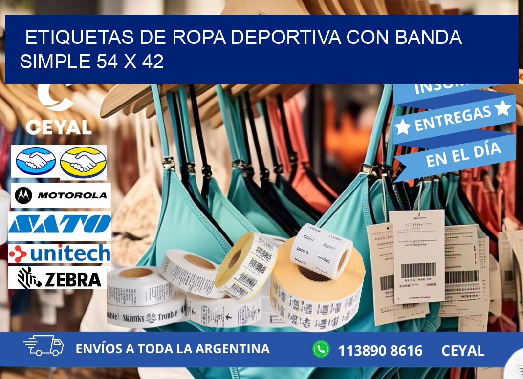 ETIQUETAS DE ROPA DEPORTIVA CON BANDA SIMPLE 54 x 42