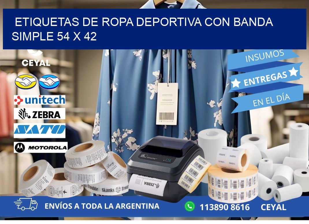 ETIQUETAS DE ROPA DEPORTIVA CON BANDA SIMPLE 54 x 42