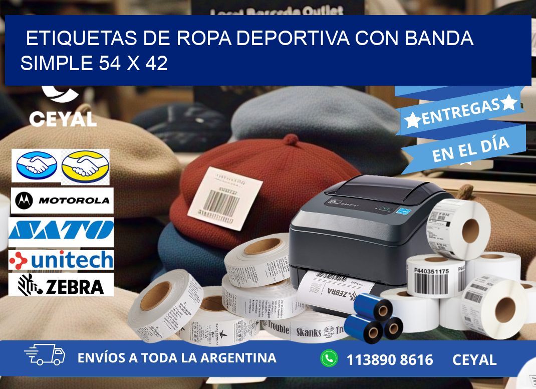 ETIQUETAS DE ROPA DEPORTIVA CON BANDA SIMPLE 54 x 42