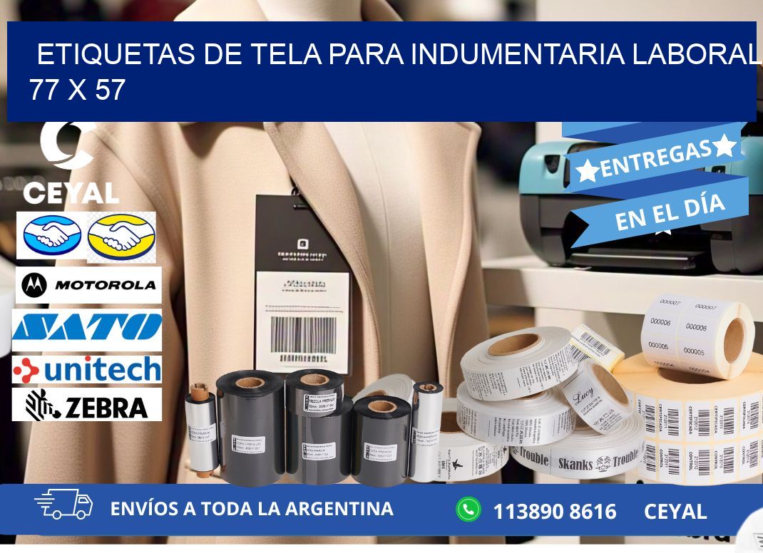 ETIQUETAS DE TELA PARA INDUMENTARIA LABORAL 77 x 57
