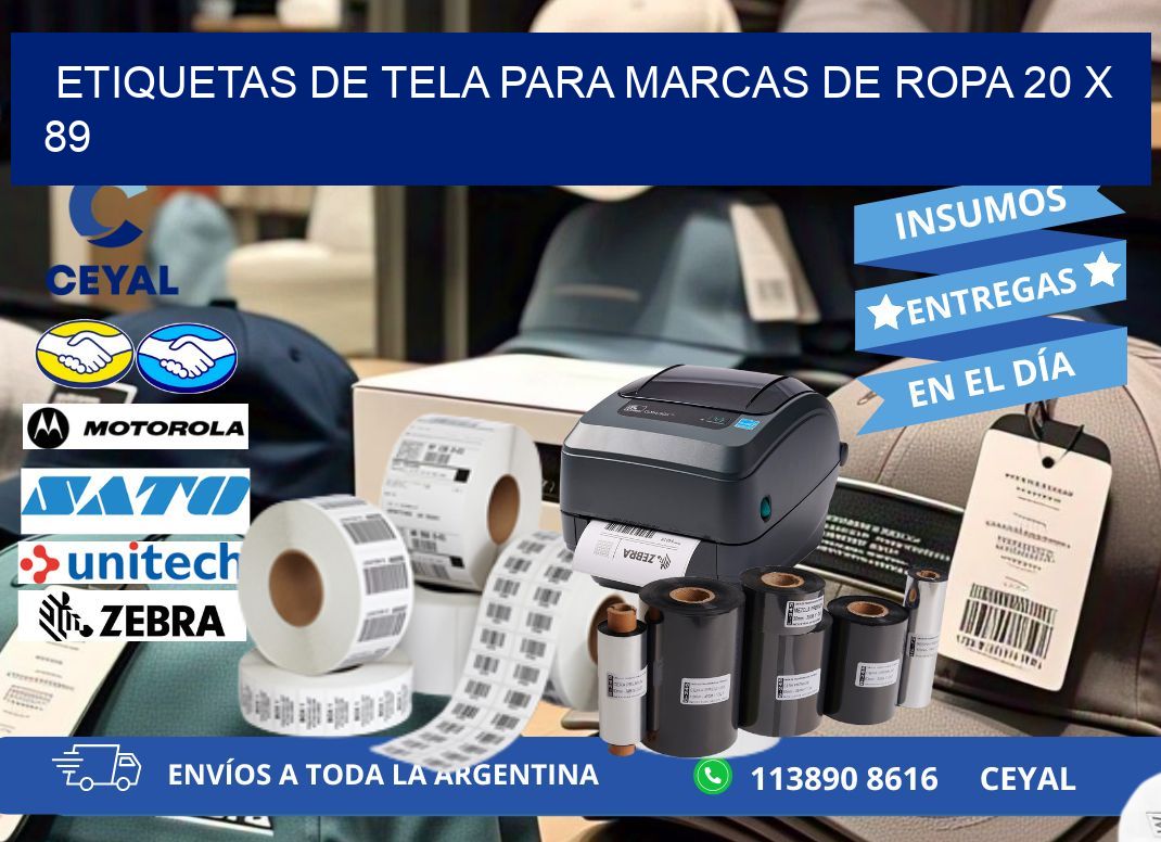 ETIQUETAS DE TELA PARA MARCAS DE ROPA 20 x 89