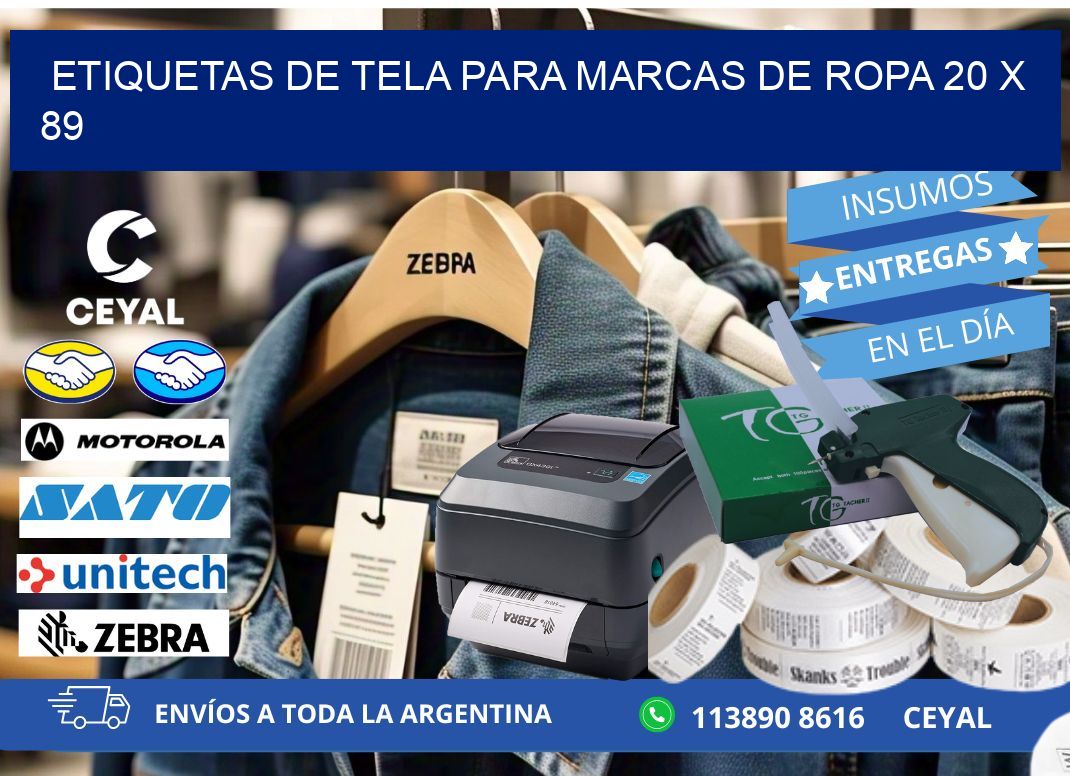 ETIQUETAS DE TELA PARA MARCAS DE ROPA 20 x 89