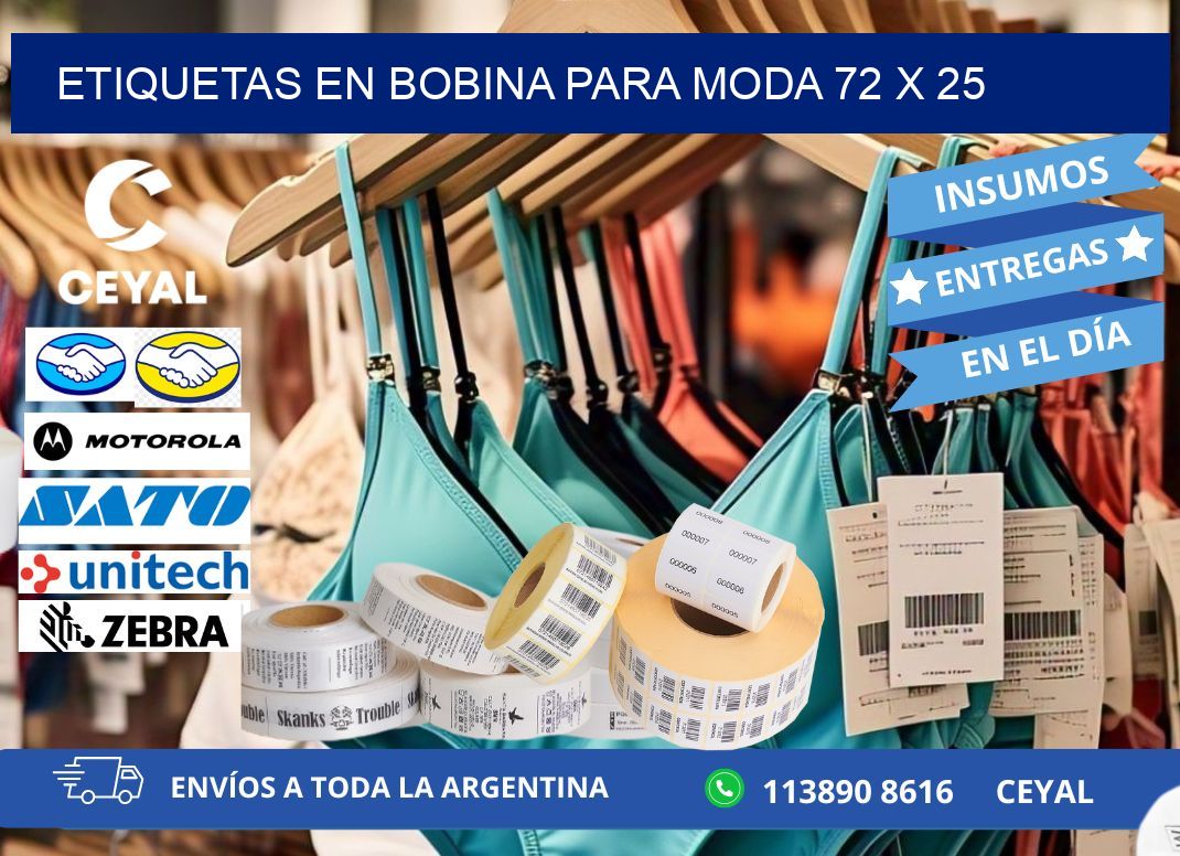 ETIQUETAS EN BOBINA PARA MODA 72 x 25