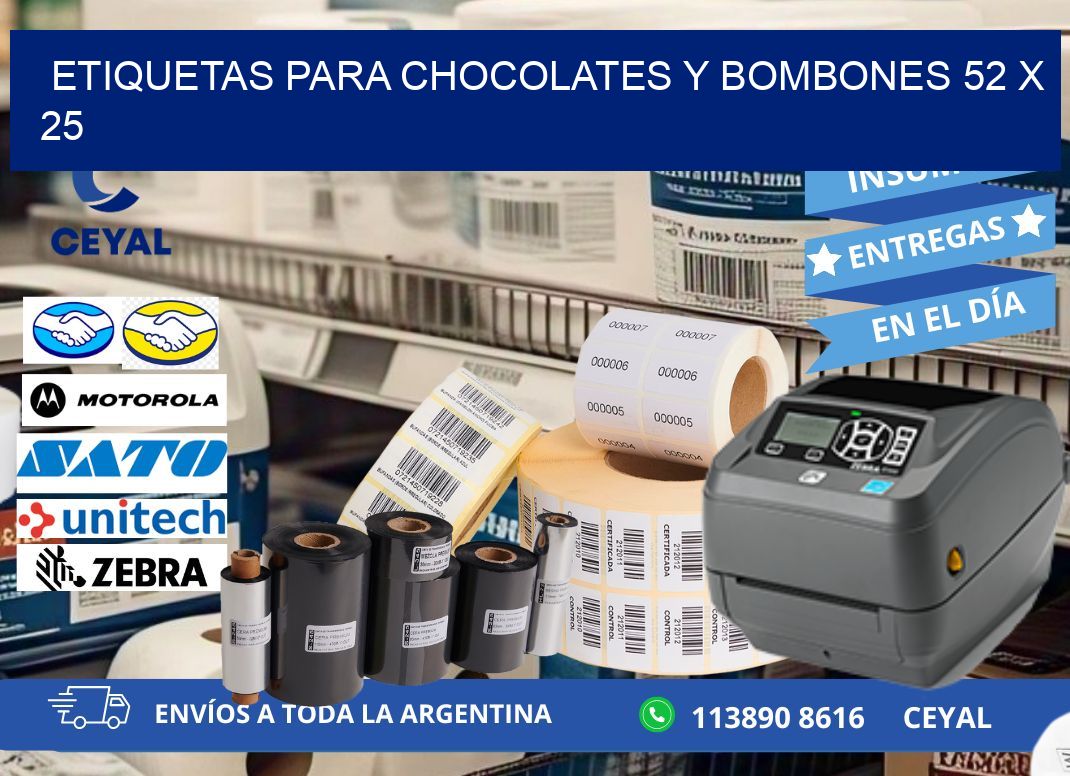 ETIQUETAS PARA CHOCOLATES Y BOMBONES 52 x 25