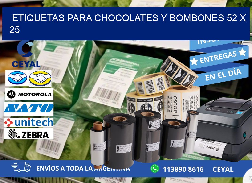 ETIQUETAS PARA CHOCOLATES Y BOMBONES 52 x 25