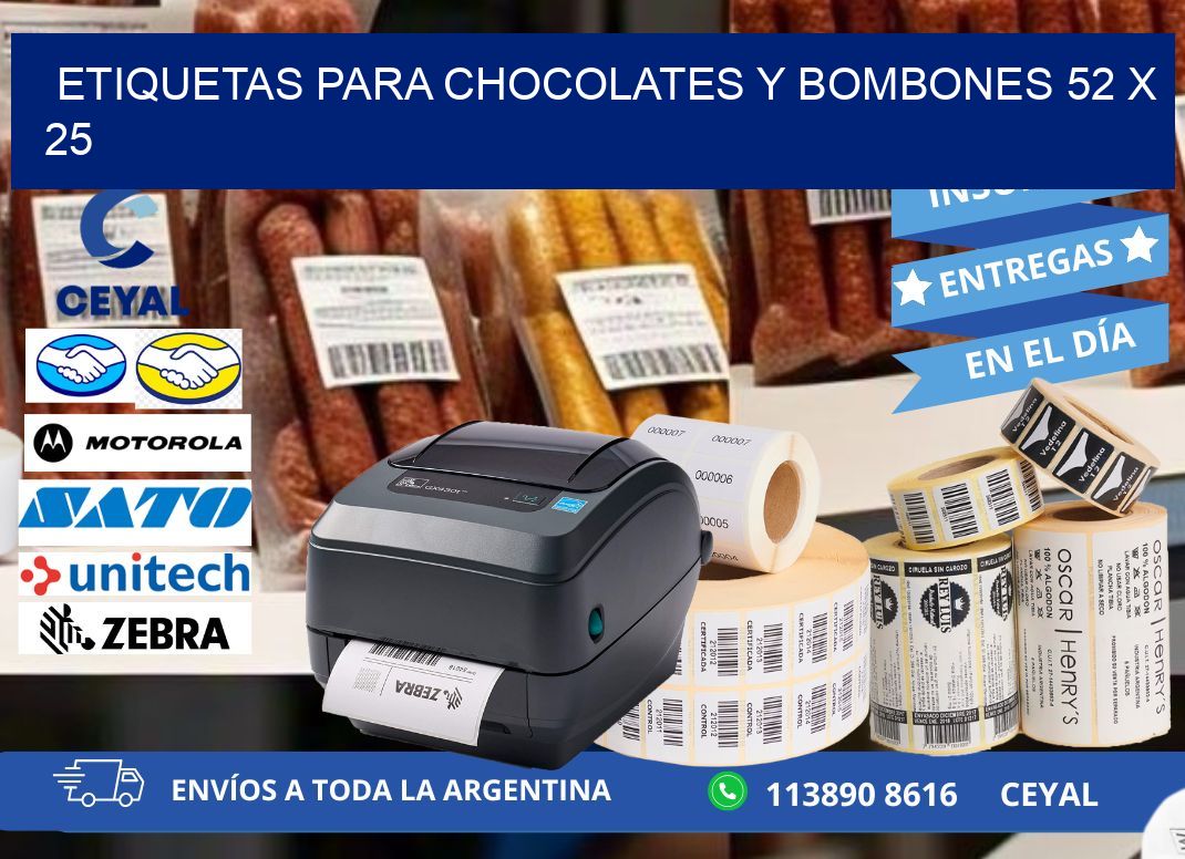 ETIQUETAS PARA CHOCOLATES Y BOMBONES 52 x 25