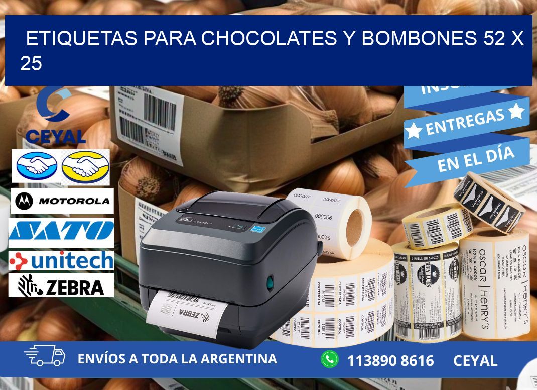 ETIQUETAS PARA CHOCOLATES Y BOMBONES 52 x 25