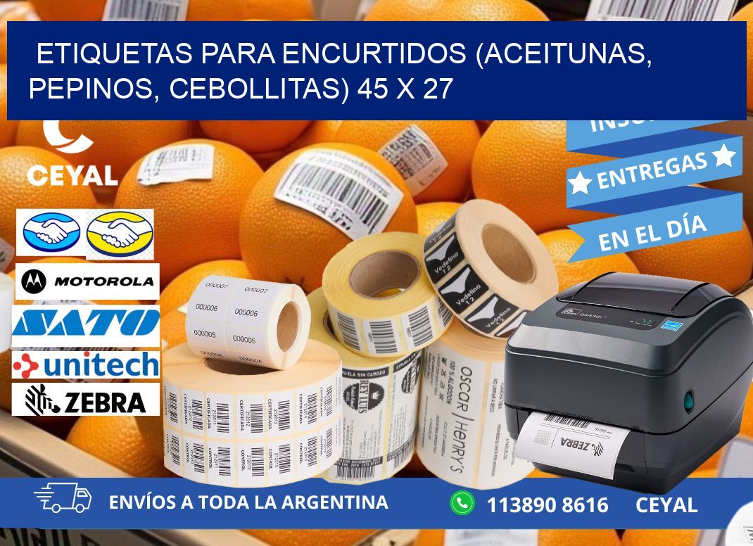 ETIQUETAS PARA ENCURTIDOS (ACEITUNAS, PEPINOS, CEBOLLITAS) 45 x 27