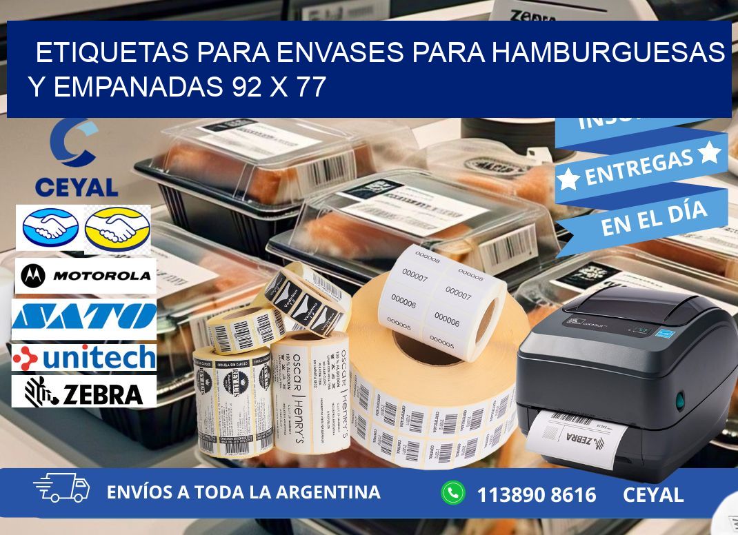 ETIQUETAS PARA ENVASES PARA HAMBURGUESAS Y EMPANADAS 92 x 77