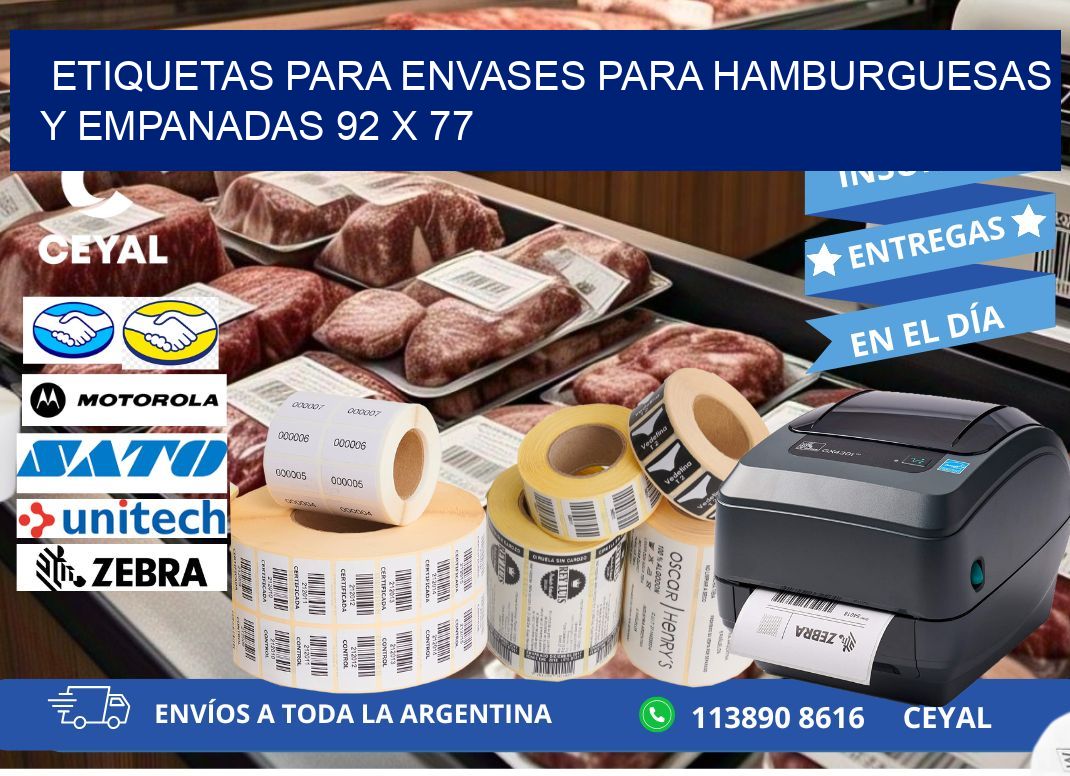 ETIQUETAS PARA ENVASES PARA HAMBURGUESAS Y EMPANADAS 92 x 77