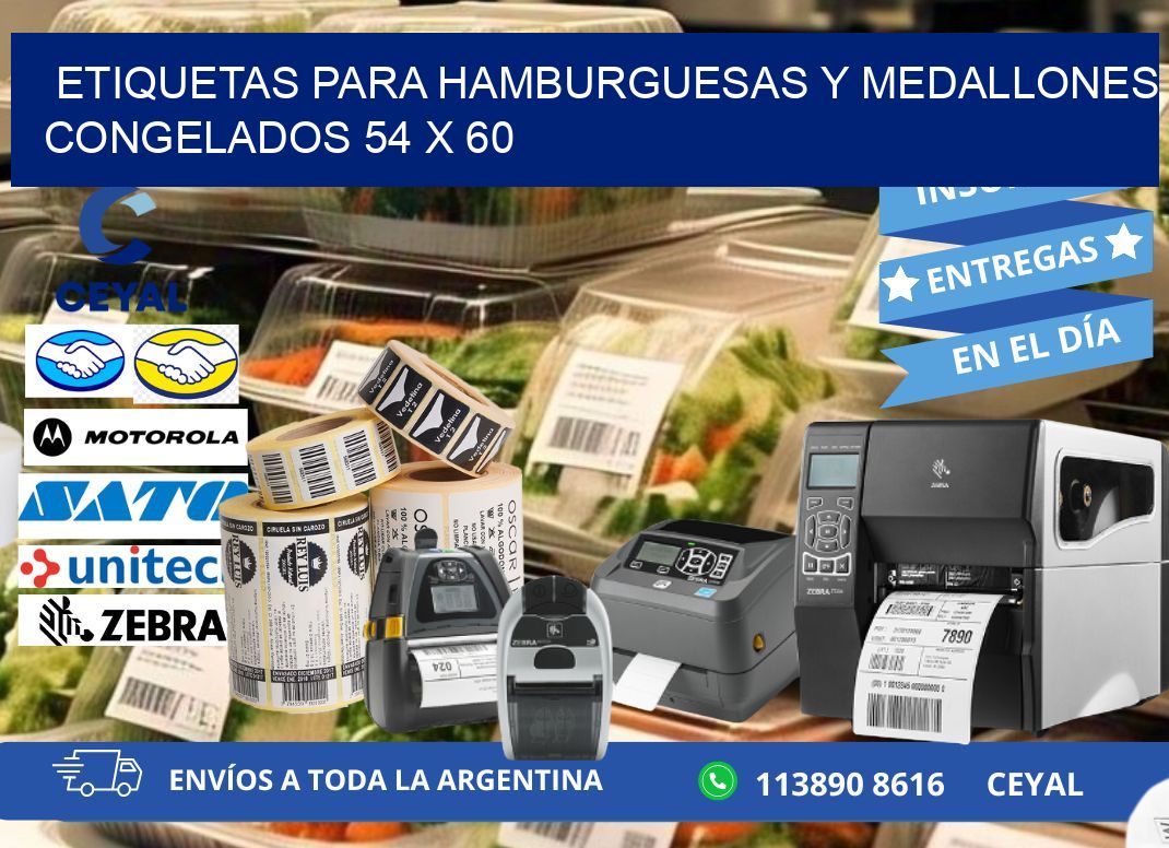 ETIQUETAS PARA HAMBURGUESAS Y MEDALLONES CONGELADOS 54 x 60