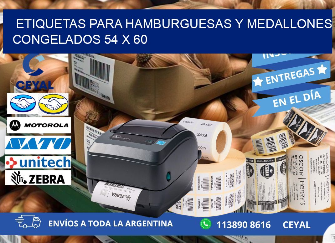 ETIQUETAS PARA HAMBURGUESAS Y MEDALLONES CONGELADOS 54 x 60