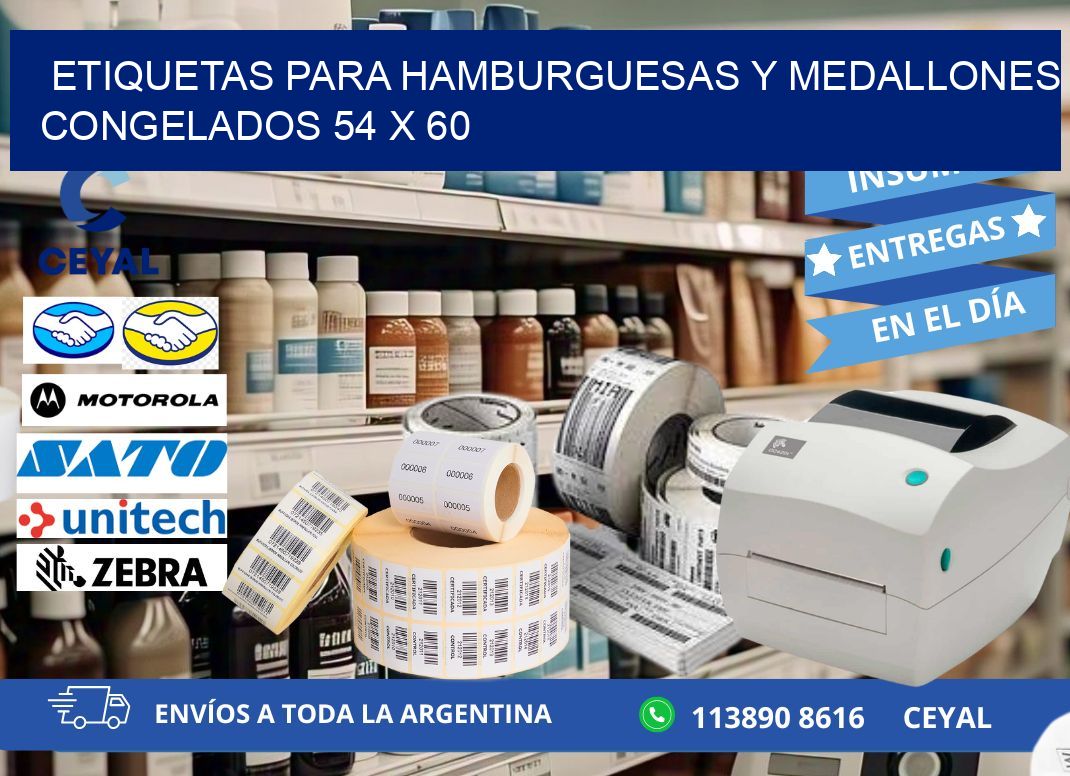 ETIQUETAS PARA HAMBURGUESAS Y MEDALLONES CONGELADOS 54 x 60