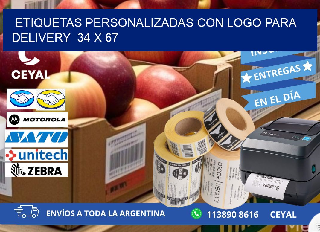 ETIQUETAS PERSONALIZADAS CON LOGO PARA DELIVERY 34 x 67