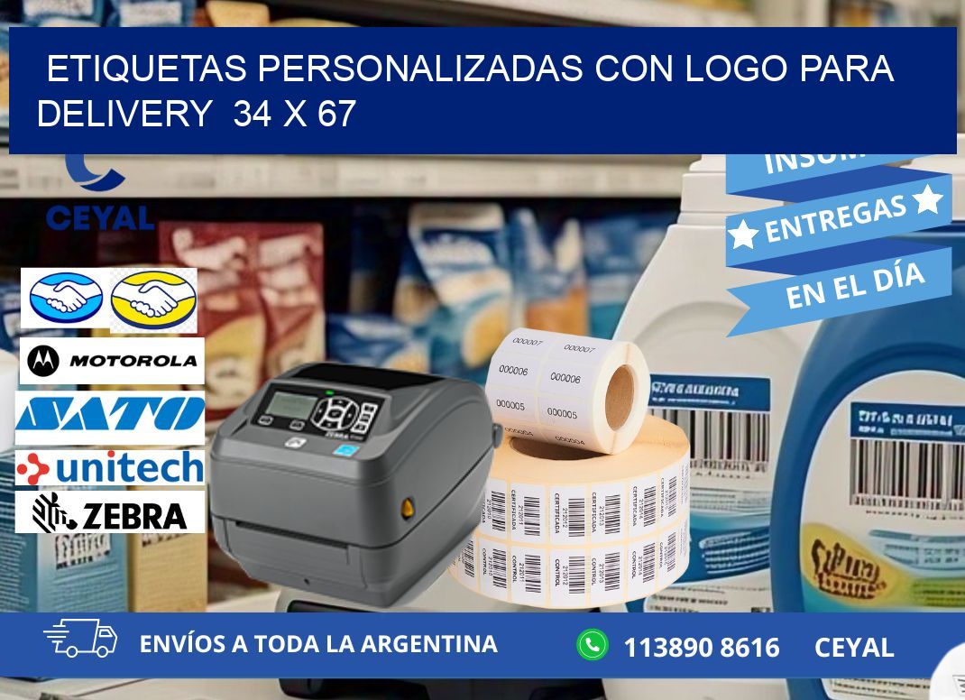 ETIQUETAS PERSONALIZADAS CON LOGO PARA DELIVERY 34 x 67