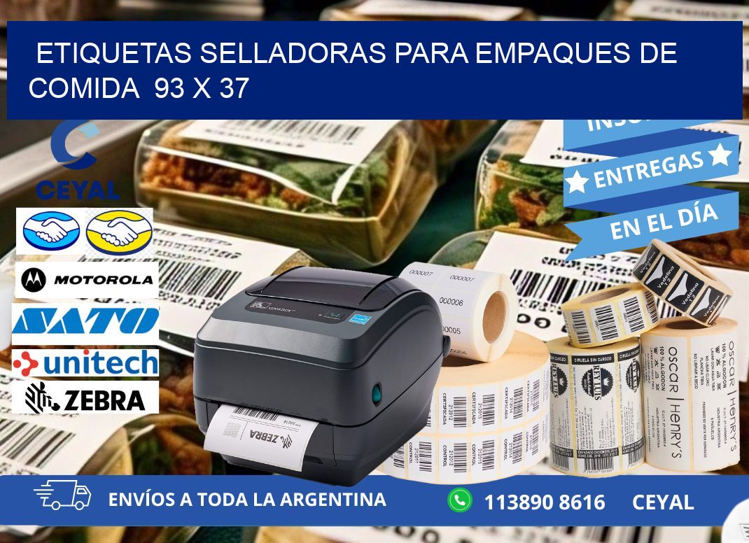 ETIQUETAS SELLADORAS PARA EMPAQUES DE COMIDA  93 x 37