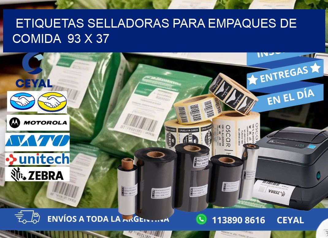 ETIQUETAS SELLADORAS PARA EMPAQUES DE COMIDA  93 x 37