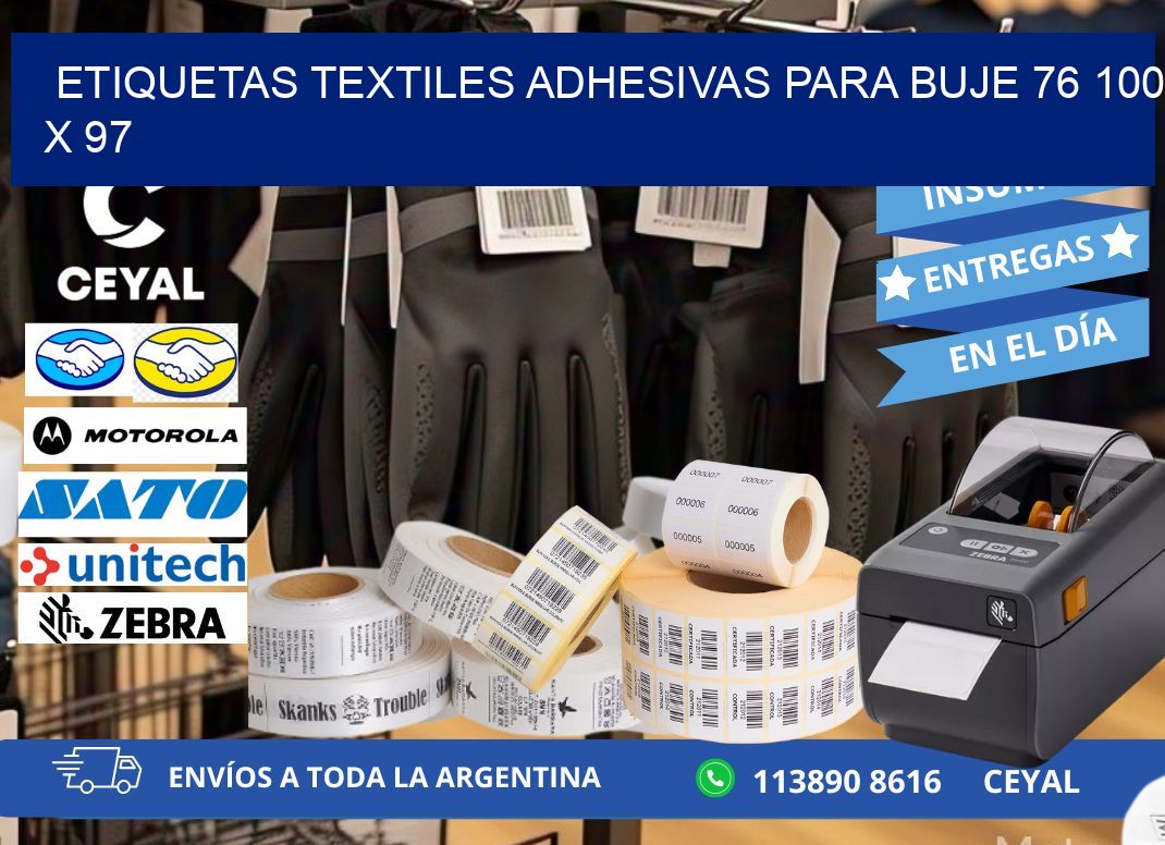 ETIQUETAS TEXTILES ADHESIVAS PARA BUJE 76 100 x 97