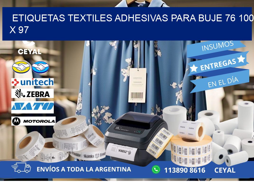 ETIQUETAS TEXTILES ADHESIVAS PARA BUJE 76 100 x 97