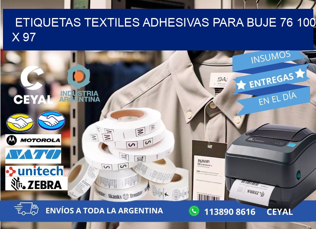 ETIQUETAS TEXTILES ADHESIVAS PARA BUJE 76 100 x 97