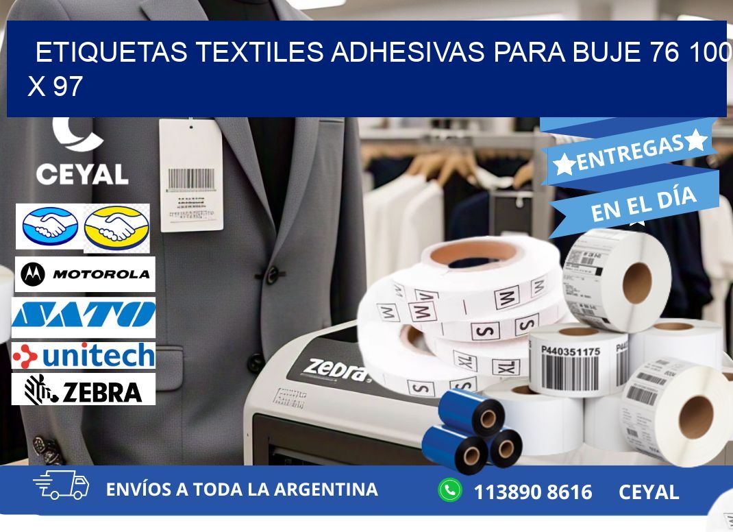 ETIQUETAS TEXTILES ADHESIVAS PARA BUJE 76 100 x 97