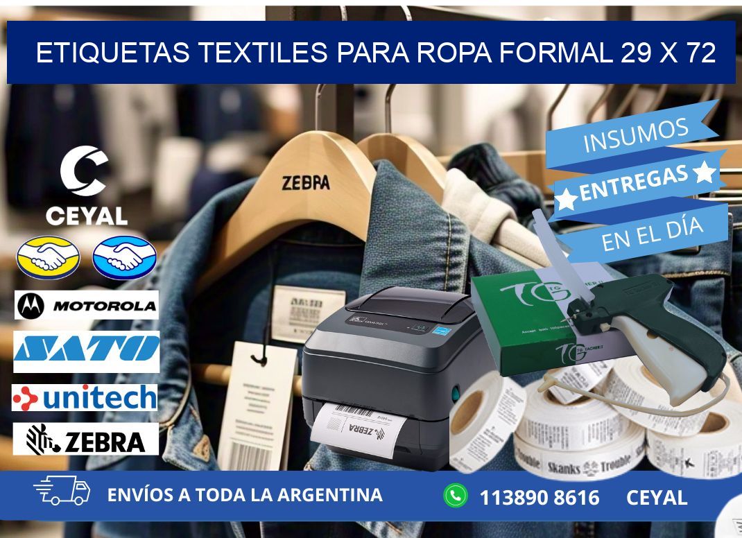 ETIQUETAS TEXTILES PARA ROPA FORMAL 29 x 72