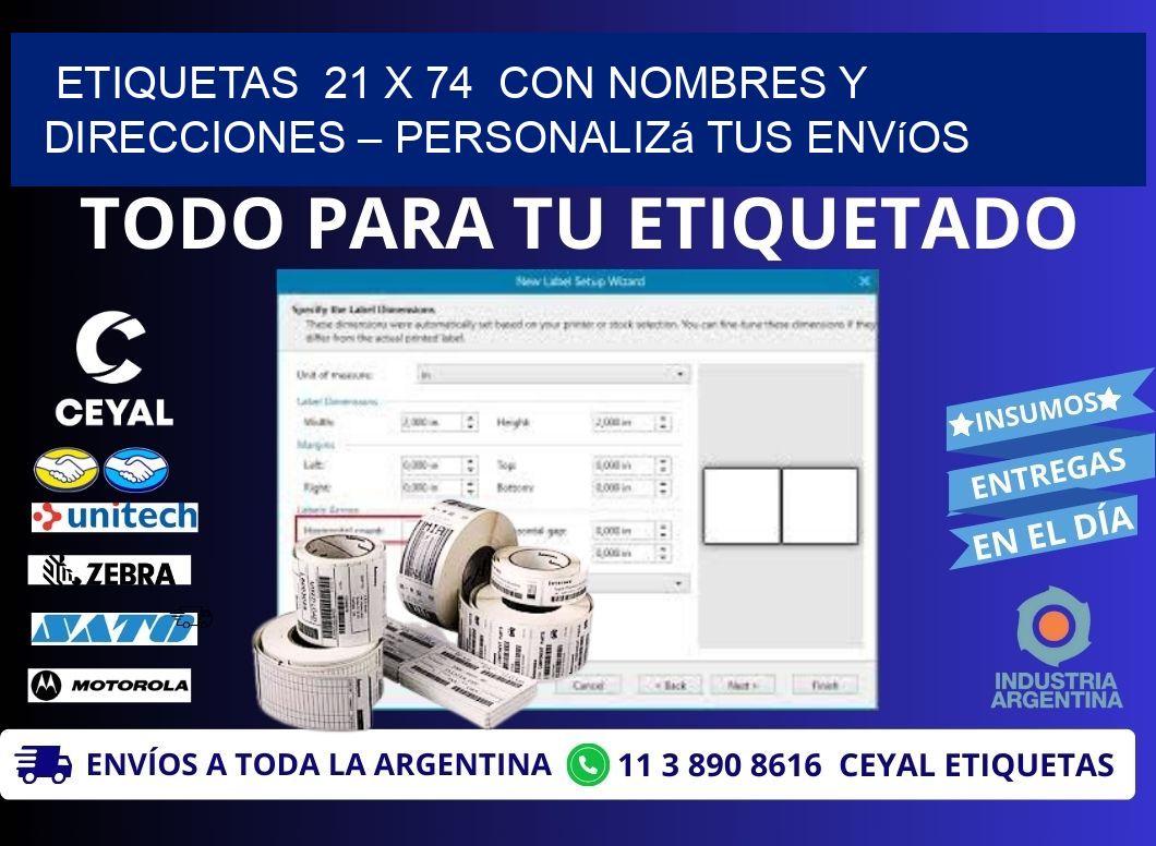 Etiquetas  21 x 74  con Nombres y Direcciones – Personalizá tus Envíos