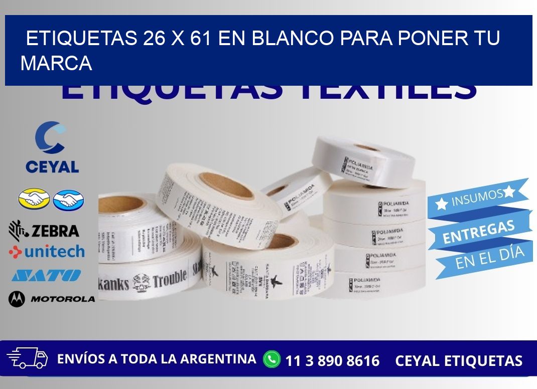 Etiquetas 26 x 61 en blanco para poner tu marca