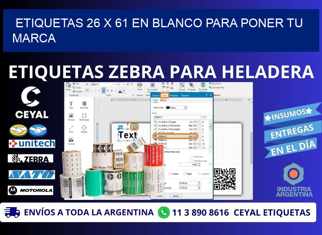 Etiquetas 26 x 61 en blanco para poner tu marca