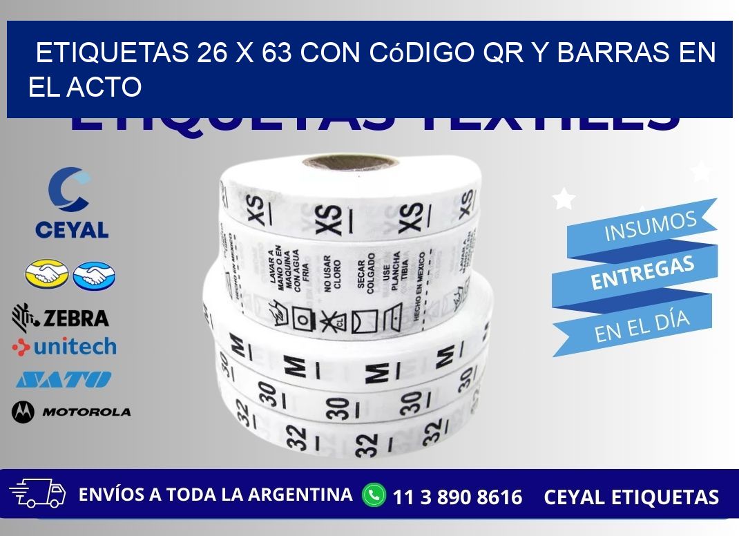 Etiquetas 26 x 63 con Código QR y Barras en el Acto