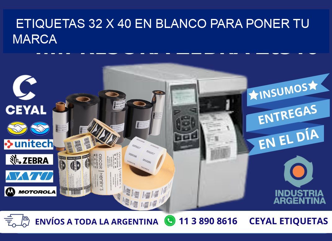 Etiquetas 32 x 40 en blanco para poner tu marca