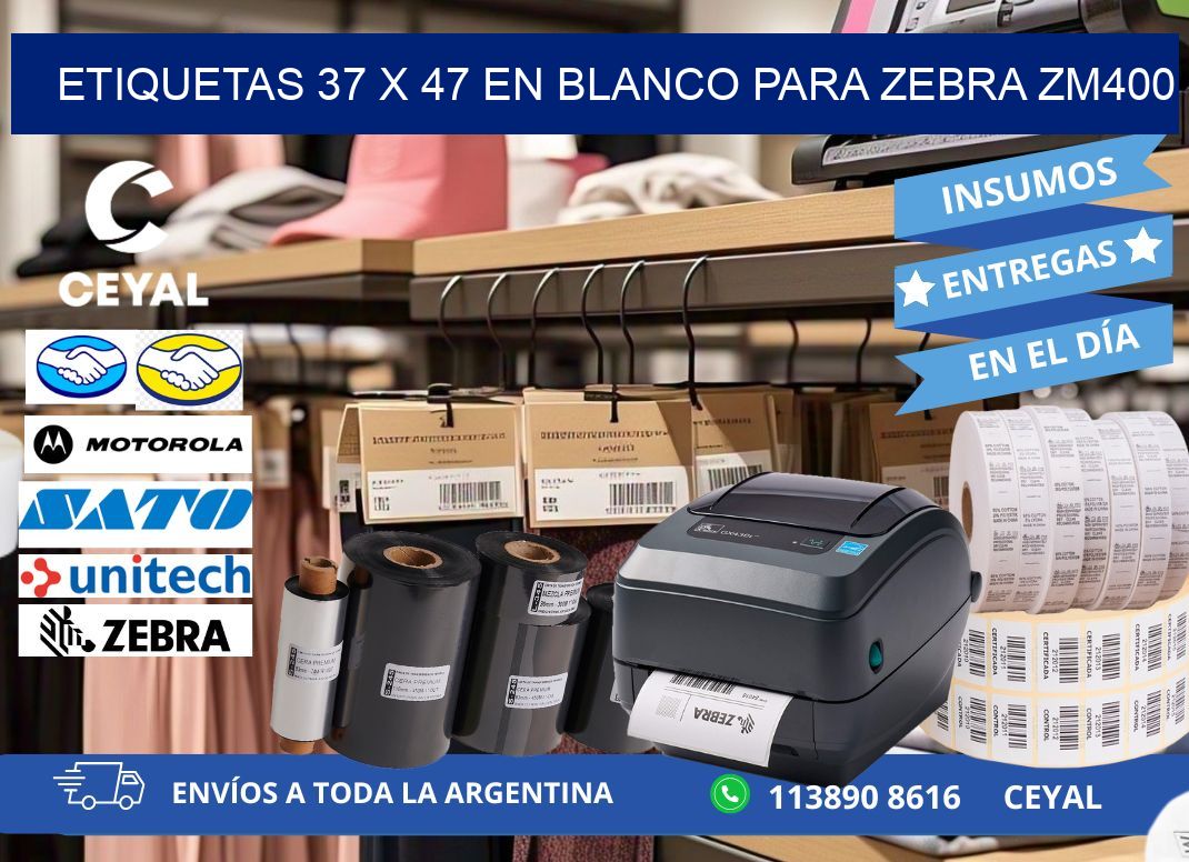 Etiquetas 37 x 47 en blanco para zebra zm400