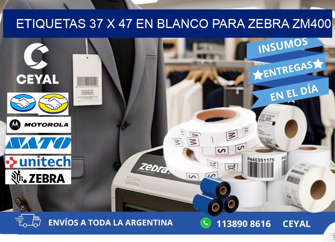 Etiquetas 37 x 47 en blanco para zebra zm400