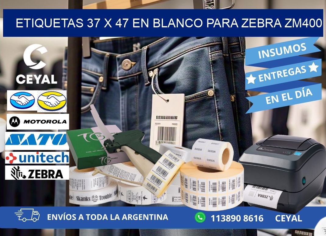 Etiquetas 37 x 47 en blanco para zebra zm400
