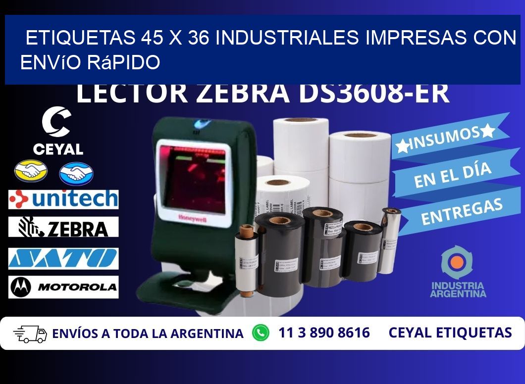 Etiquetas 45 x 36 Industriales Impresas con Envío Rápido