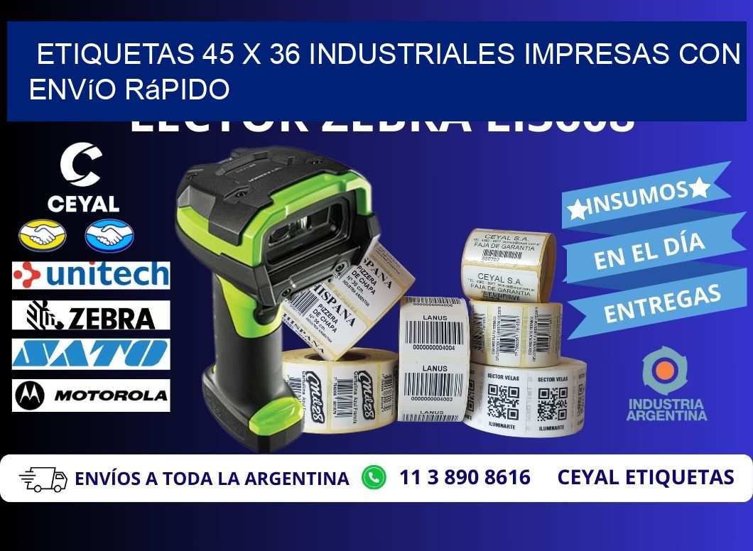 Etiquetas 45 x 36 Industriales Impresas con Envío Rápido