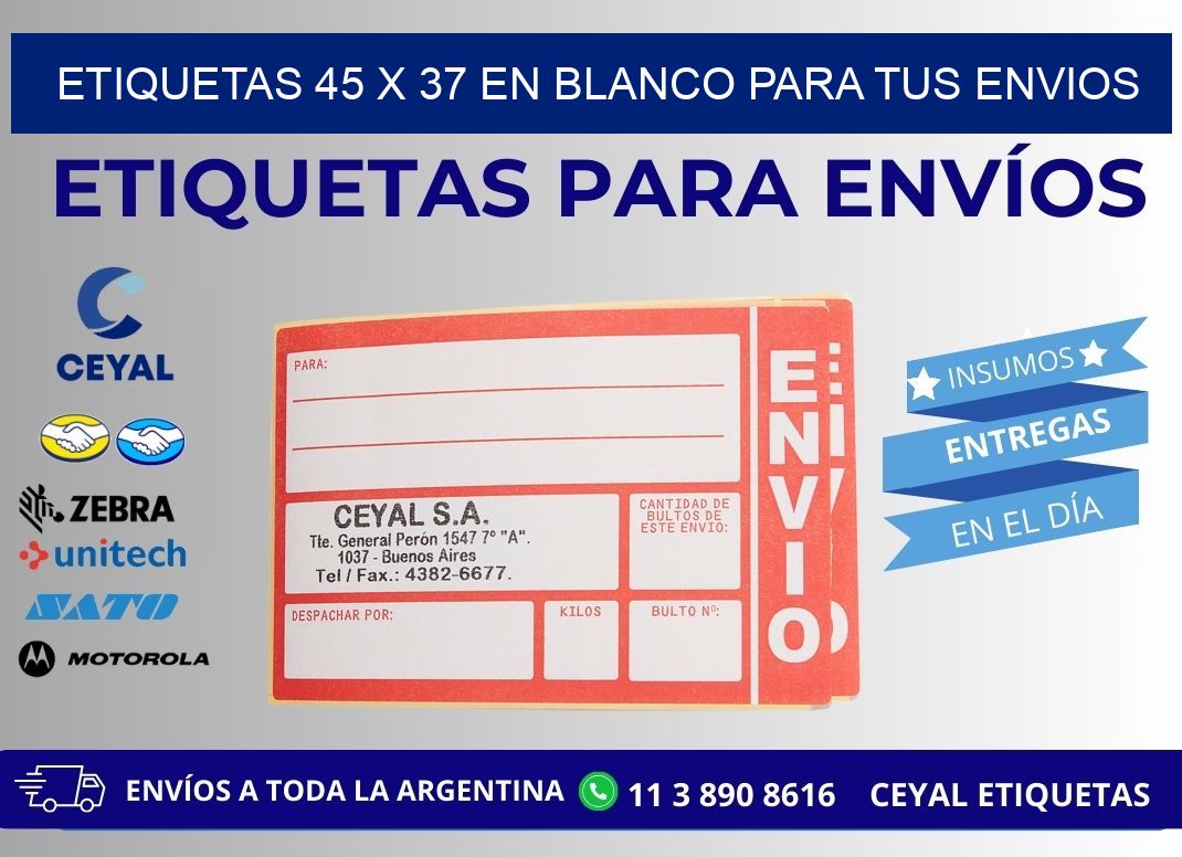Etiquetas 45 x 37 en blanco para tus envios