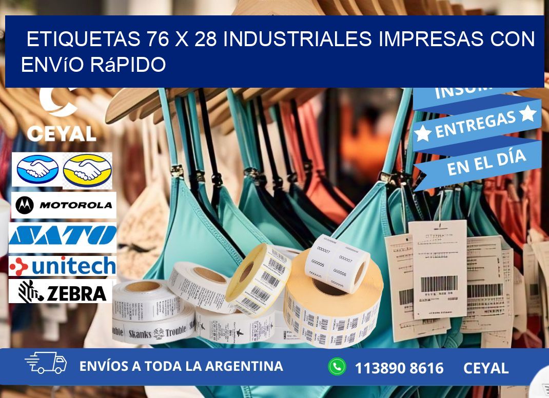 Etiquetas 76 x 28 Industriales Impresas con Envío Rápido