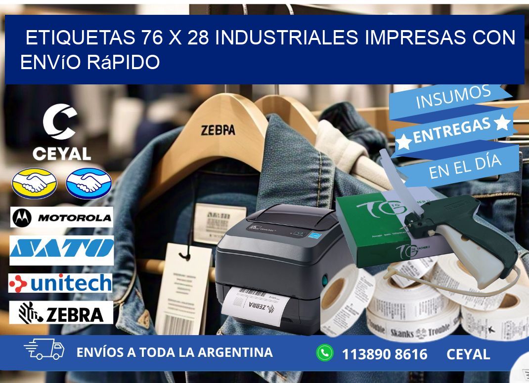 Etiquetas 76 x 28 Industriales Impresas con Envío Rápido