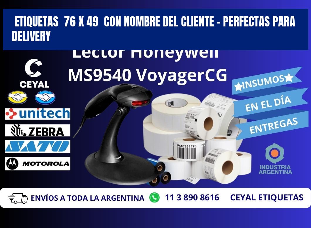 Etiquetas  76 x 49  con Nombre del Cliente – Perfectas para Delivery