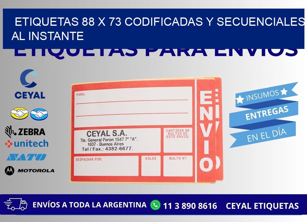 Etiquetas 88 x 73 Codificadas y Secuenciales al Instante